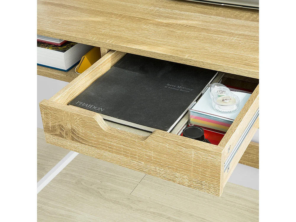 Mesa de Escritorio Mesa de Ordenador con 2 cajones y 1 Estante L81 cm x P50cm x H100cm FWT63-N SoBuy ES