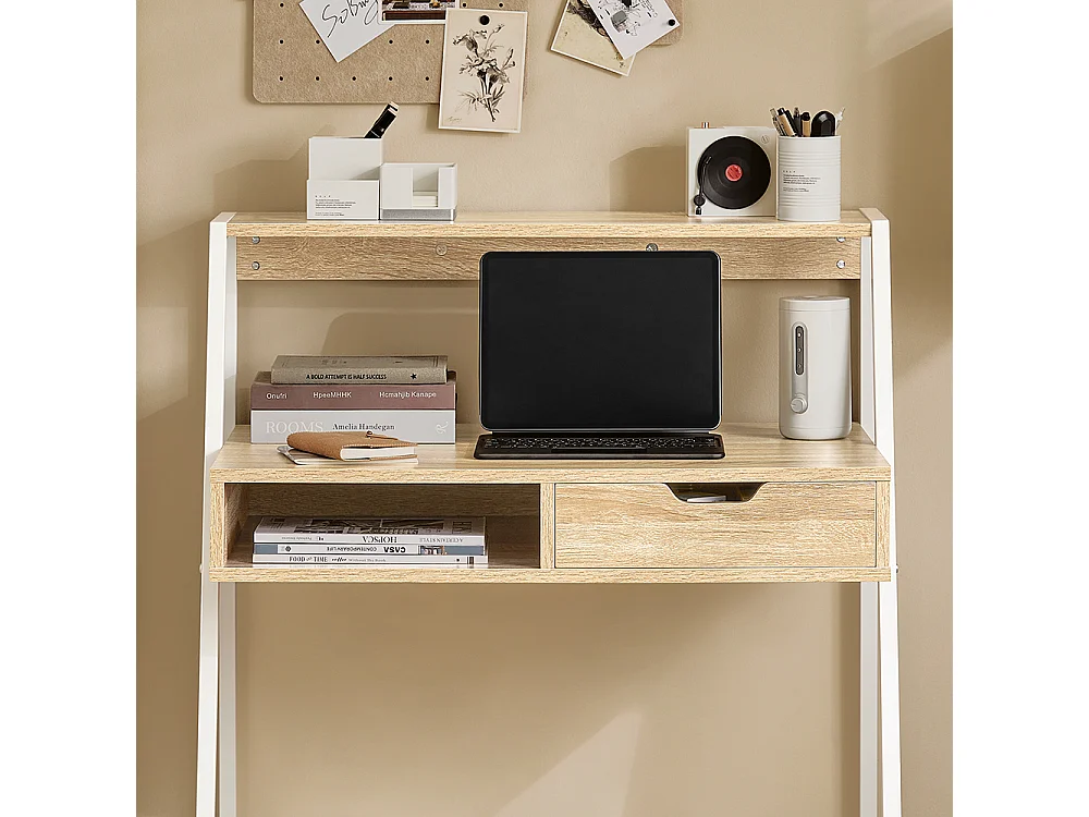 Mesa de Escritorio Mesa de Ordenador con 2 cajones y 1 Estante L81 cm x P50cm x H100cm FWT63-N SoBuy ES