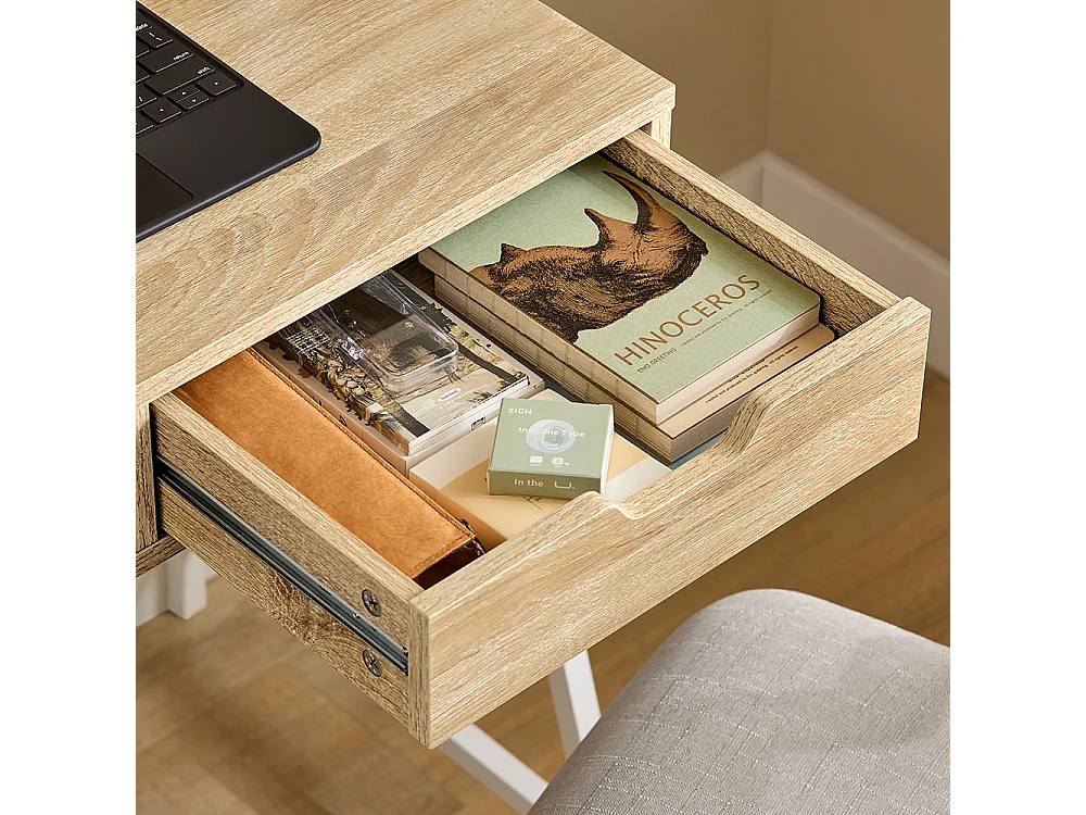 Bureau Informatique Table de Bureau Secrétaire Table Plan de Travail avec tiroir, étagère, FWT63-N