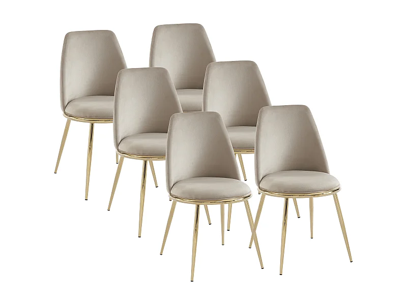 Pack de 6 sillas de terciopelo y metal dorado - Beige - NEBINA de Pascal MORABITO