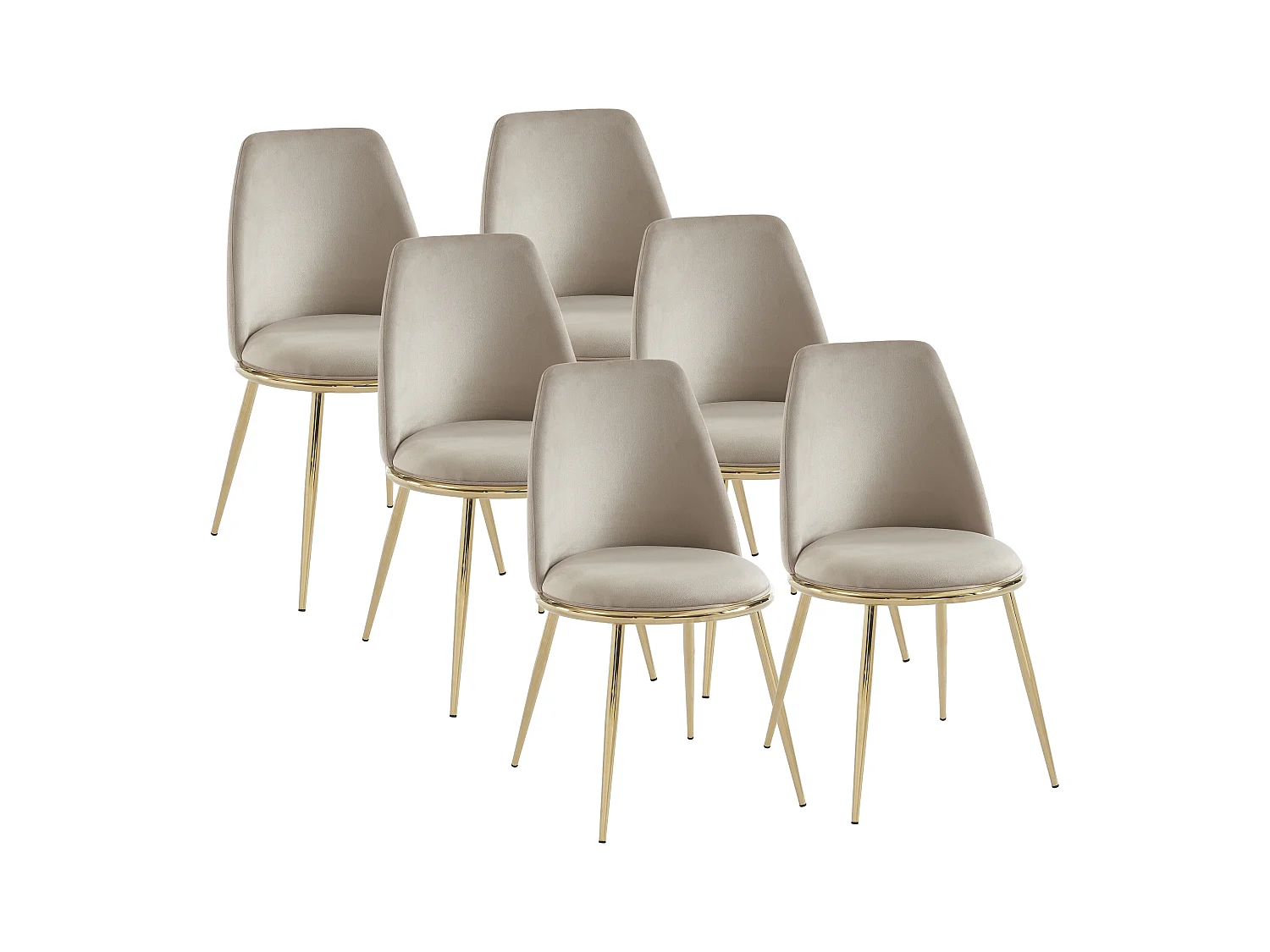 Pack de 6 sillas de terciopelo y metal dorado - Beige - NEBINA de Pascal MORABITO