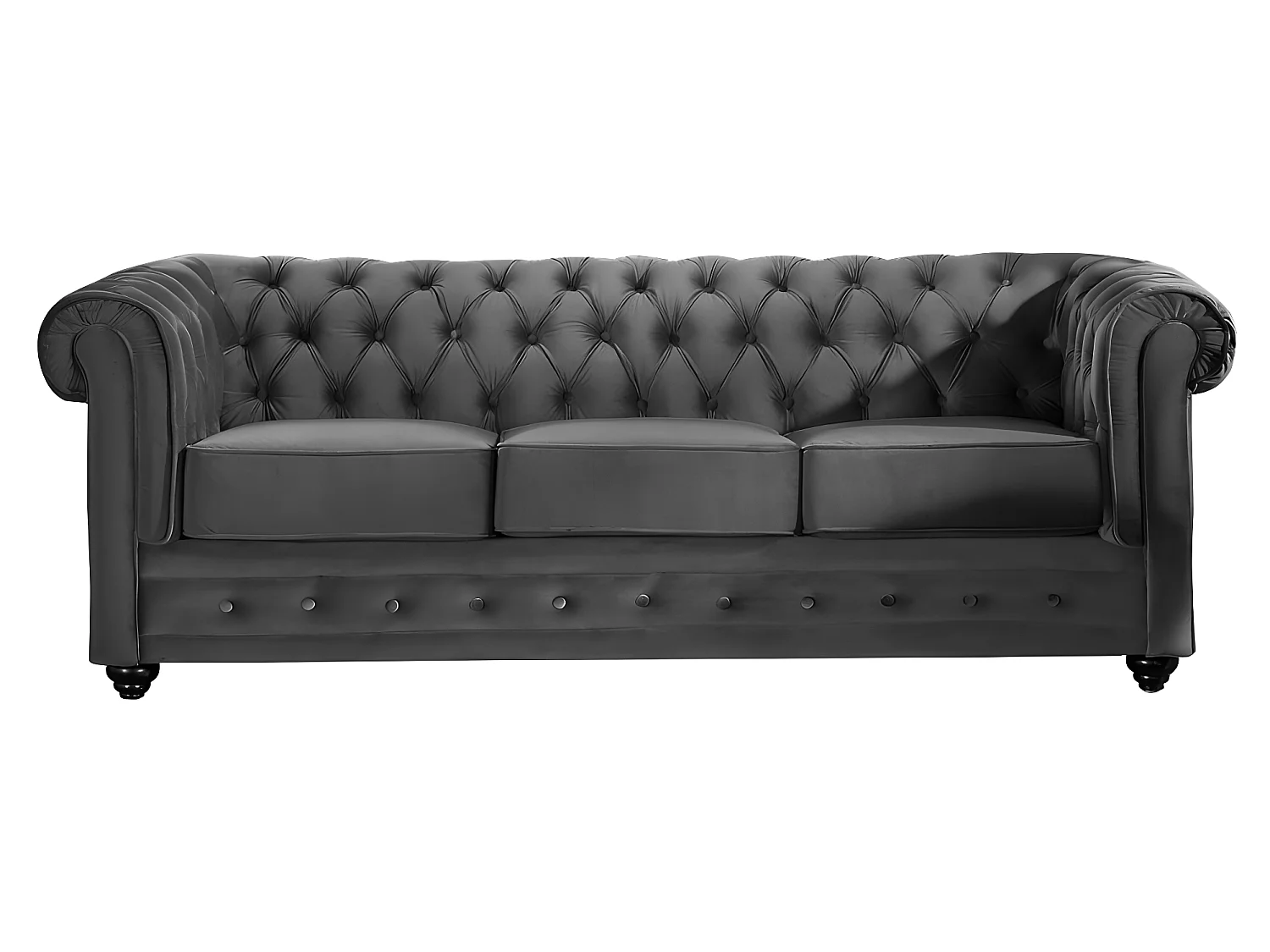 Sofa 3-Sitzer & 2-Sitzer & Sessel - Samt - Anthrazit - CHESTERFIELD