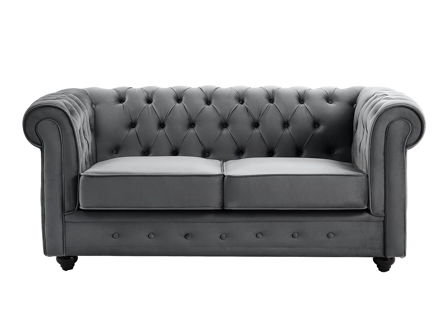 Canapés 3 places et 2 places et fauteuil en velours anthracite CHESTERFIELD
