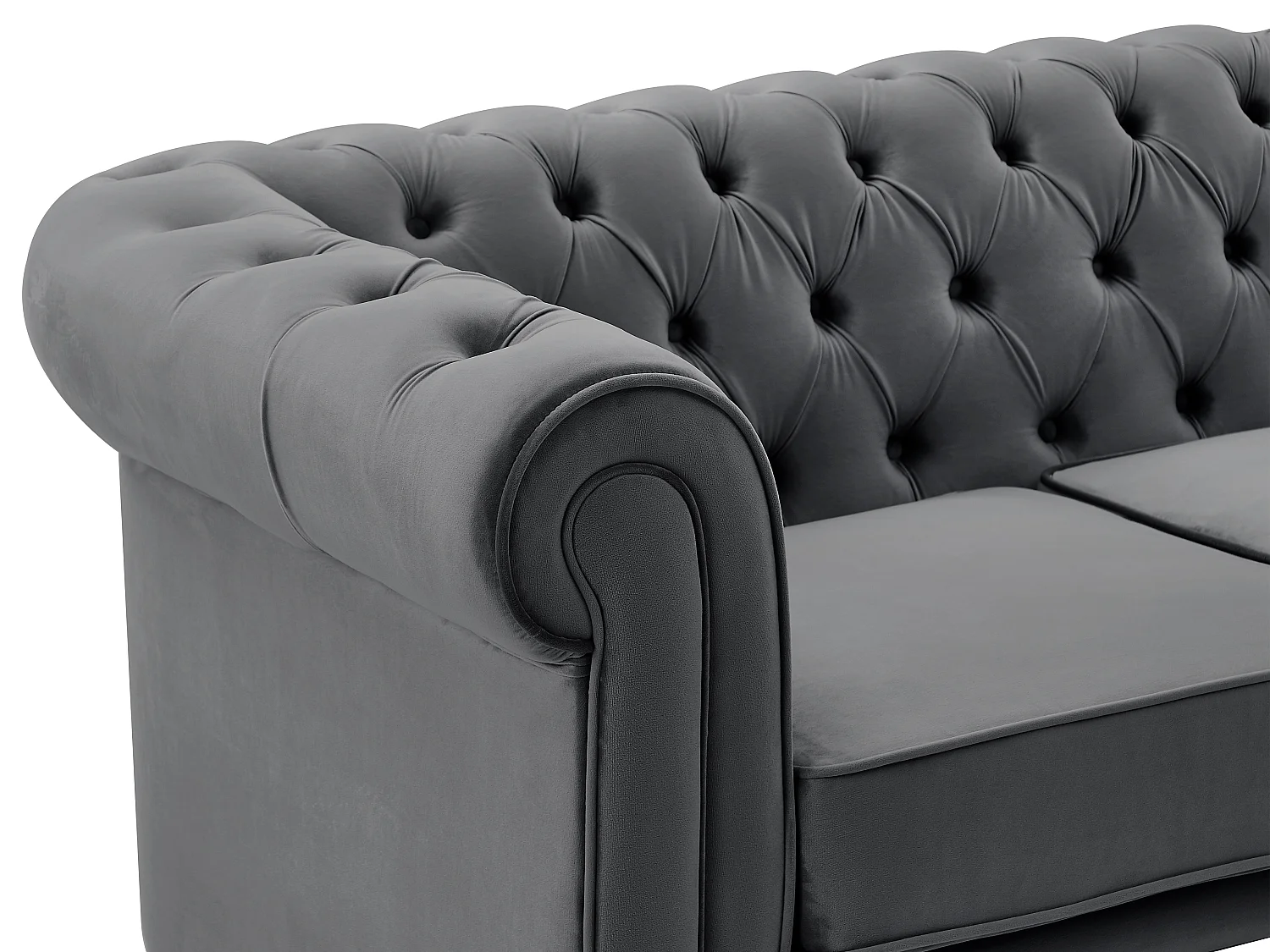Sofa 3-Sitzer & 2-Sitzer - Samt - Anthrazit - CHESTERFIELD
