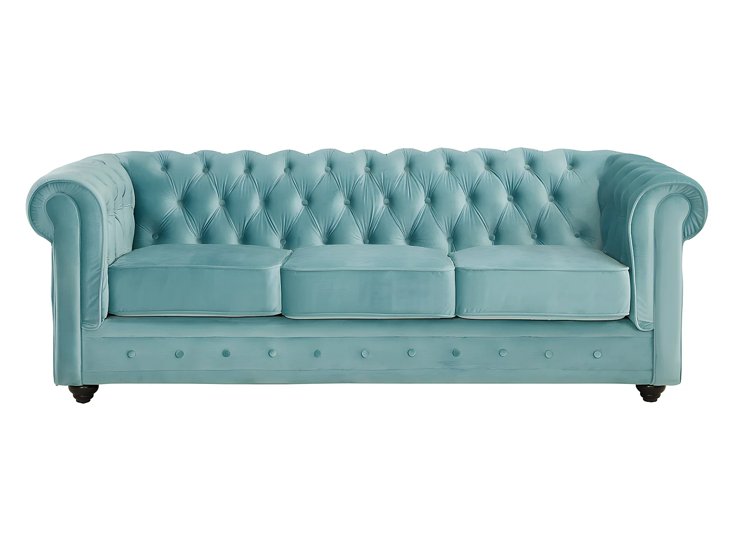 Sofa 3-Sitzer & 2-Sitzer & Sessel - Samt - Pastellblau - CHESTERFIELD