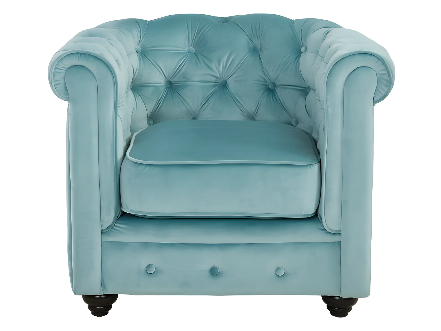 Sofa 3-Sitzer & 2-Sitzer & Sessel - Samt - Pastellblau - CHESTERFIELD