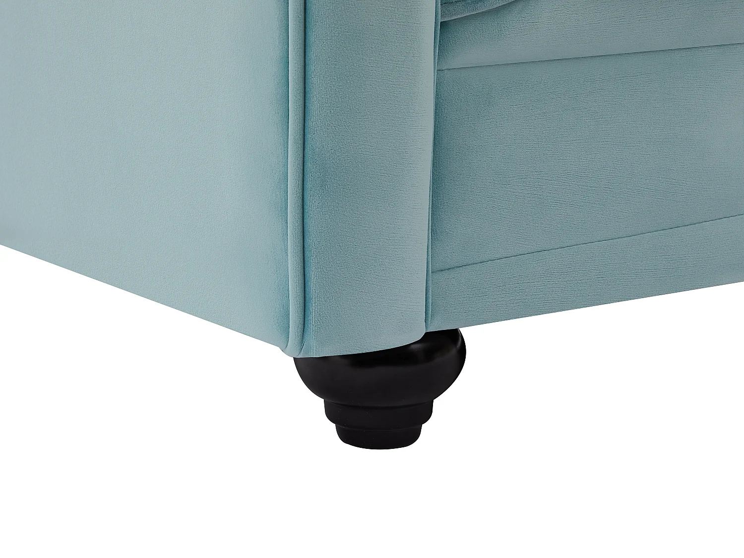 Canapés 3 places et 2 places et fauteuil en velours bleu pastel CHESTERFIELD