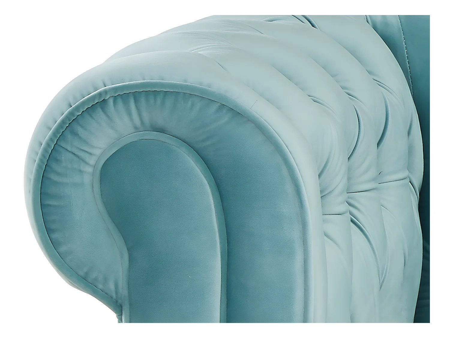 Canapés 3 places et 2 places en velours bleu pastel CHESTERFIELD