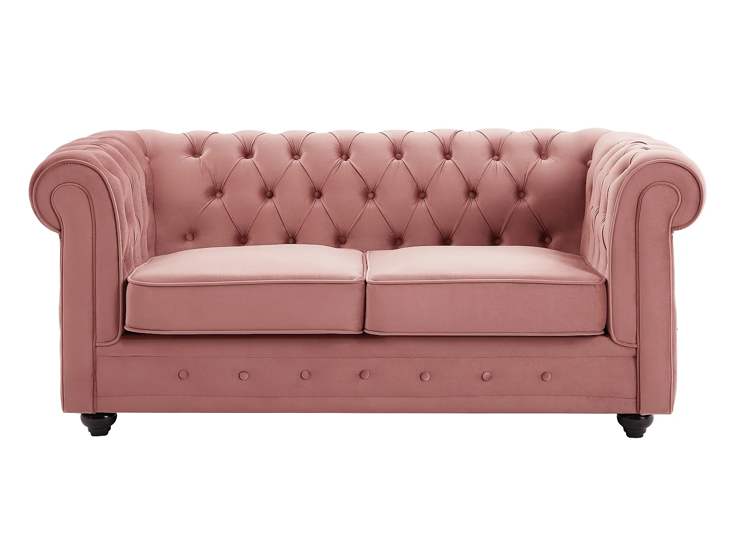 Canapés 3 places et 2 places en velours rose pastel CHESTERFIELD