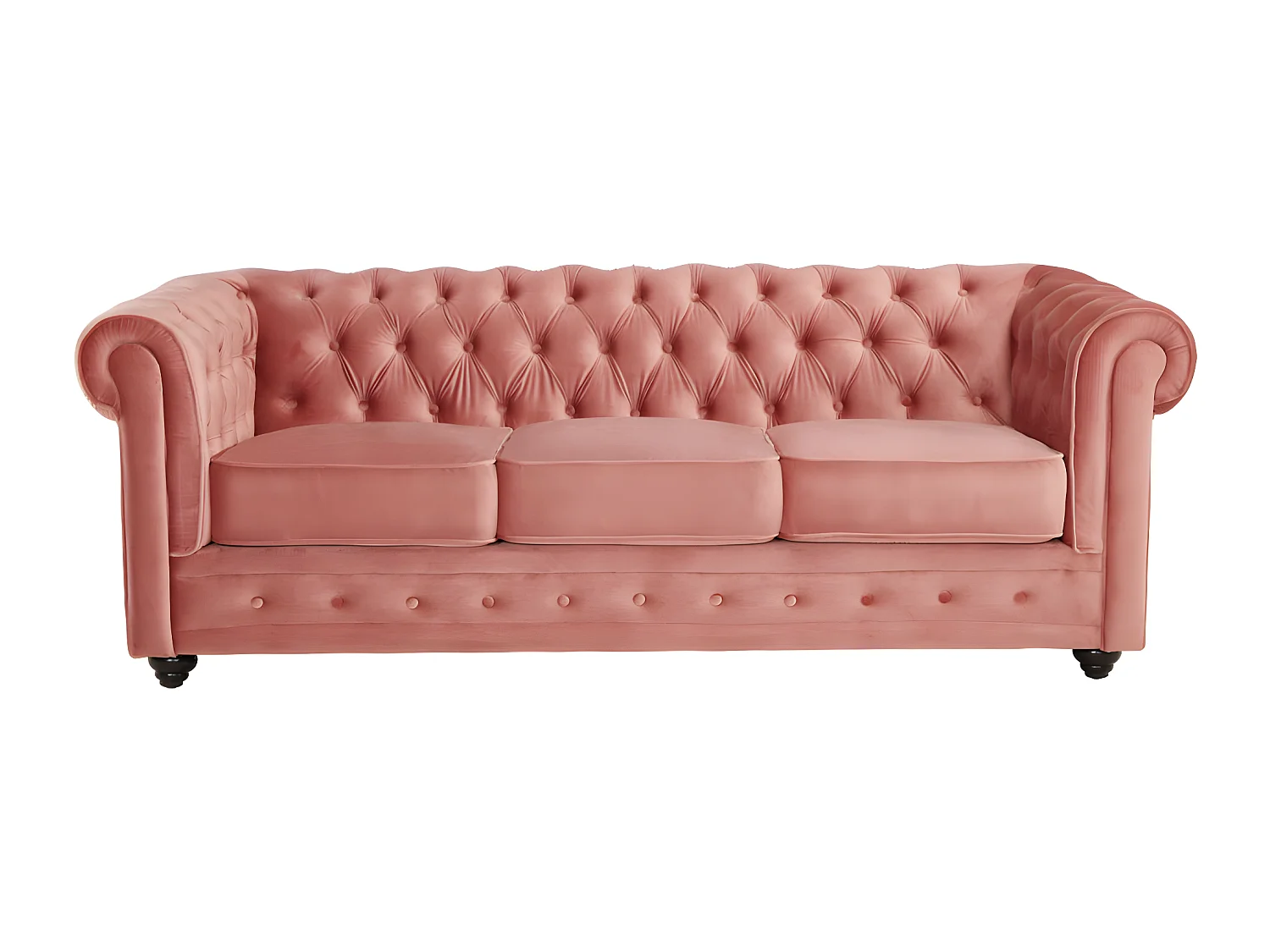 Divano 3 posti e 2 posti in Velluto Rosa pastello - CHESTERFIELD