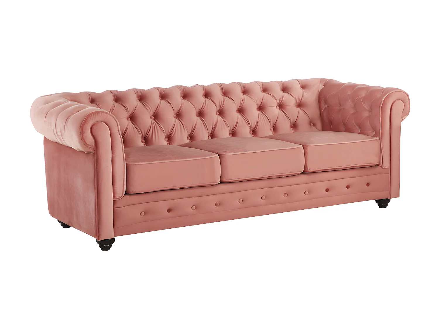 Divano 3 posti e 2 posti in Velluto Rosa pastello - CHESTERFIELD