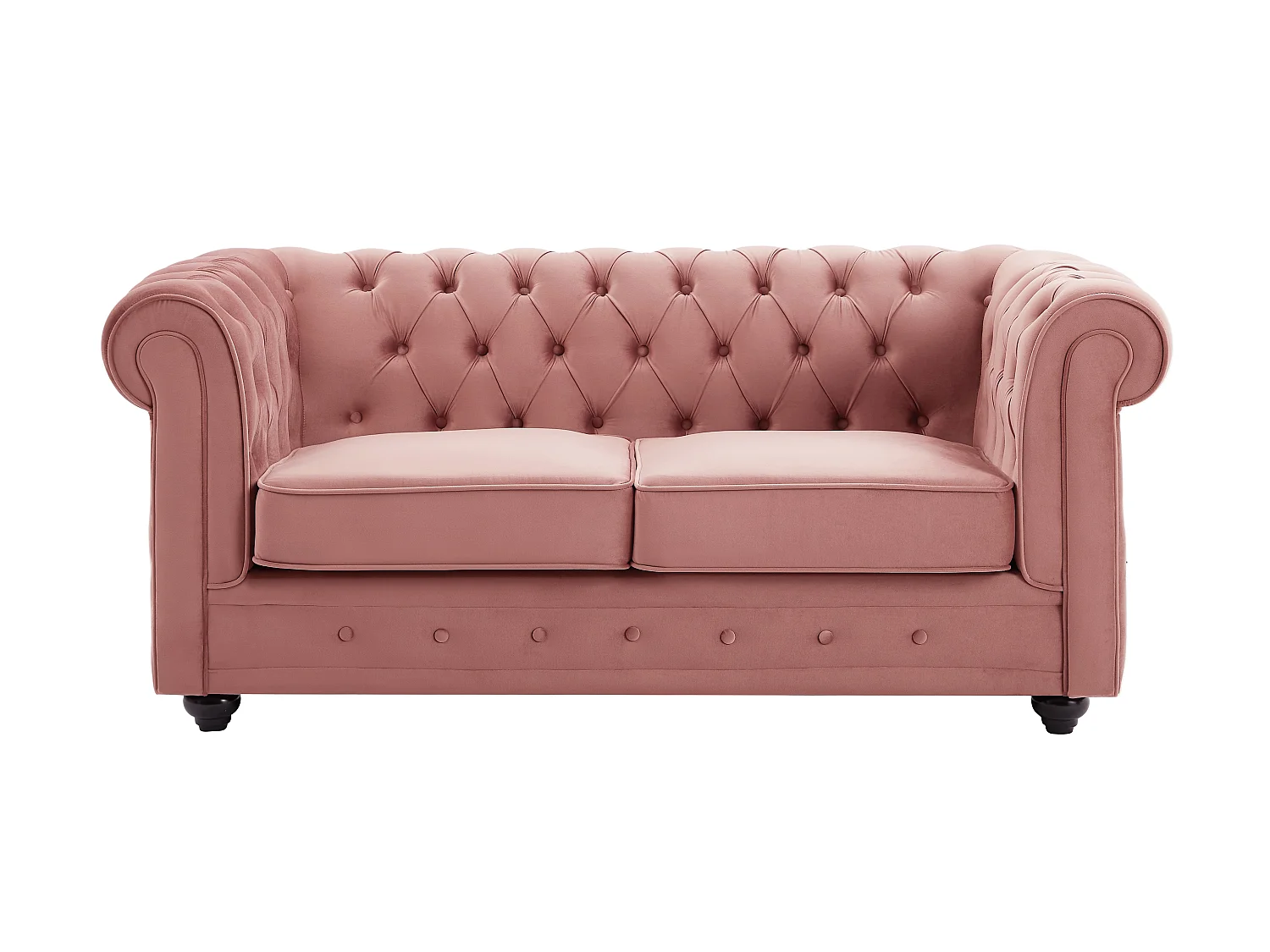 Divano 3 posti e 2 posti in Velluto Rosa pastello - CHESTERFIELD