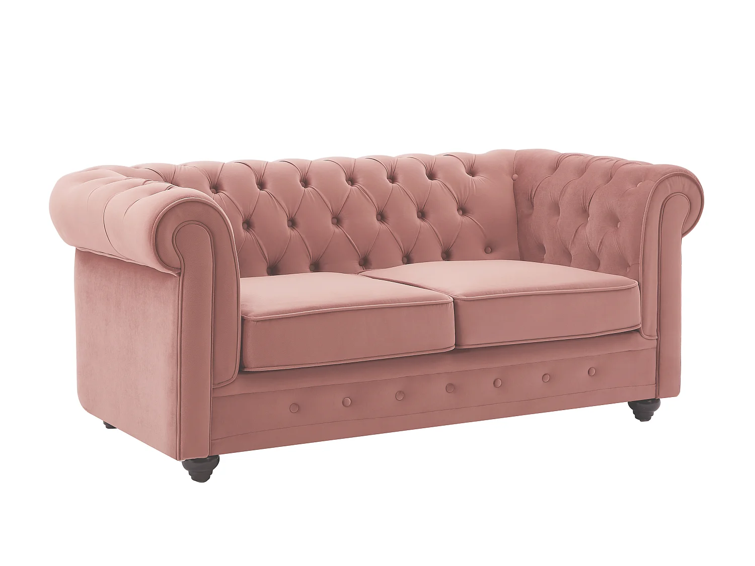 Divano 3 posti e 2 posti in Velluto Rosa pastello - CHESTERFIELD