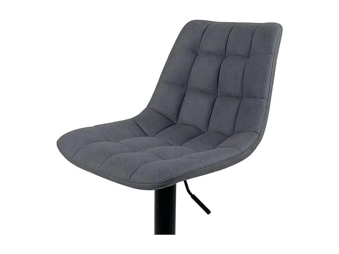 Lot 2 tabourets de bar velours matelassé avec dossier pivotant hauteur réglable SID (Noir gris)