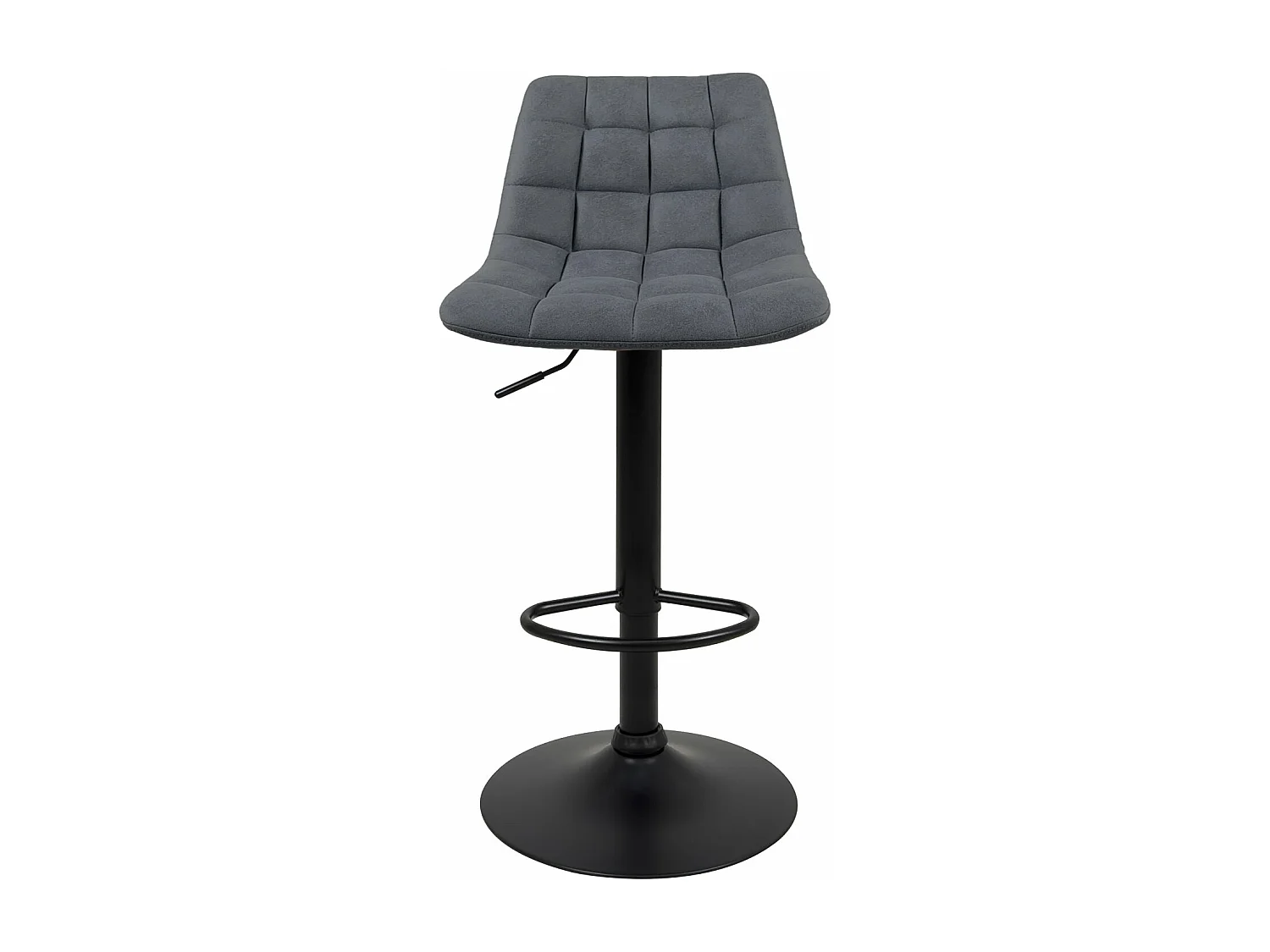 Lot 2 tabourets de bar velours matelassé avec dossier pivotant hauteur réglable SID (Noir gris)