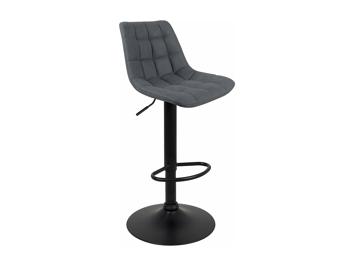 Lot 2 tabourets de bar velours matelassé avec dossier pivotant hauteur réglable SID (Noir gris)