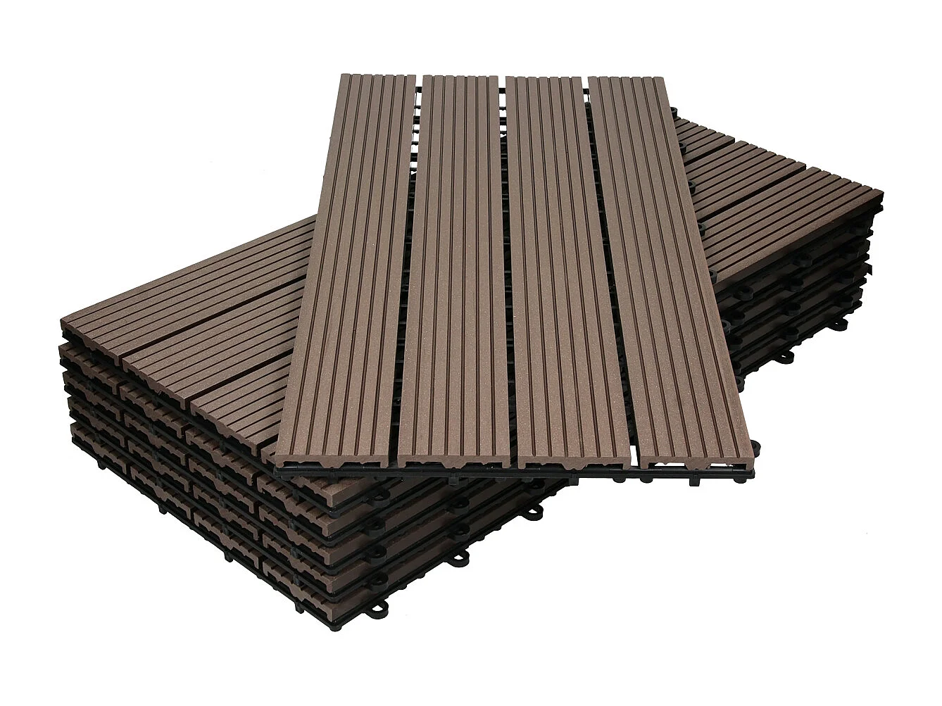 Lot de 5 panneaux de sol en WPC 60x30 brun foncé