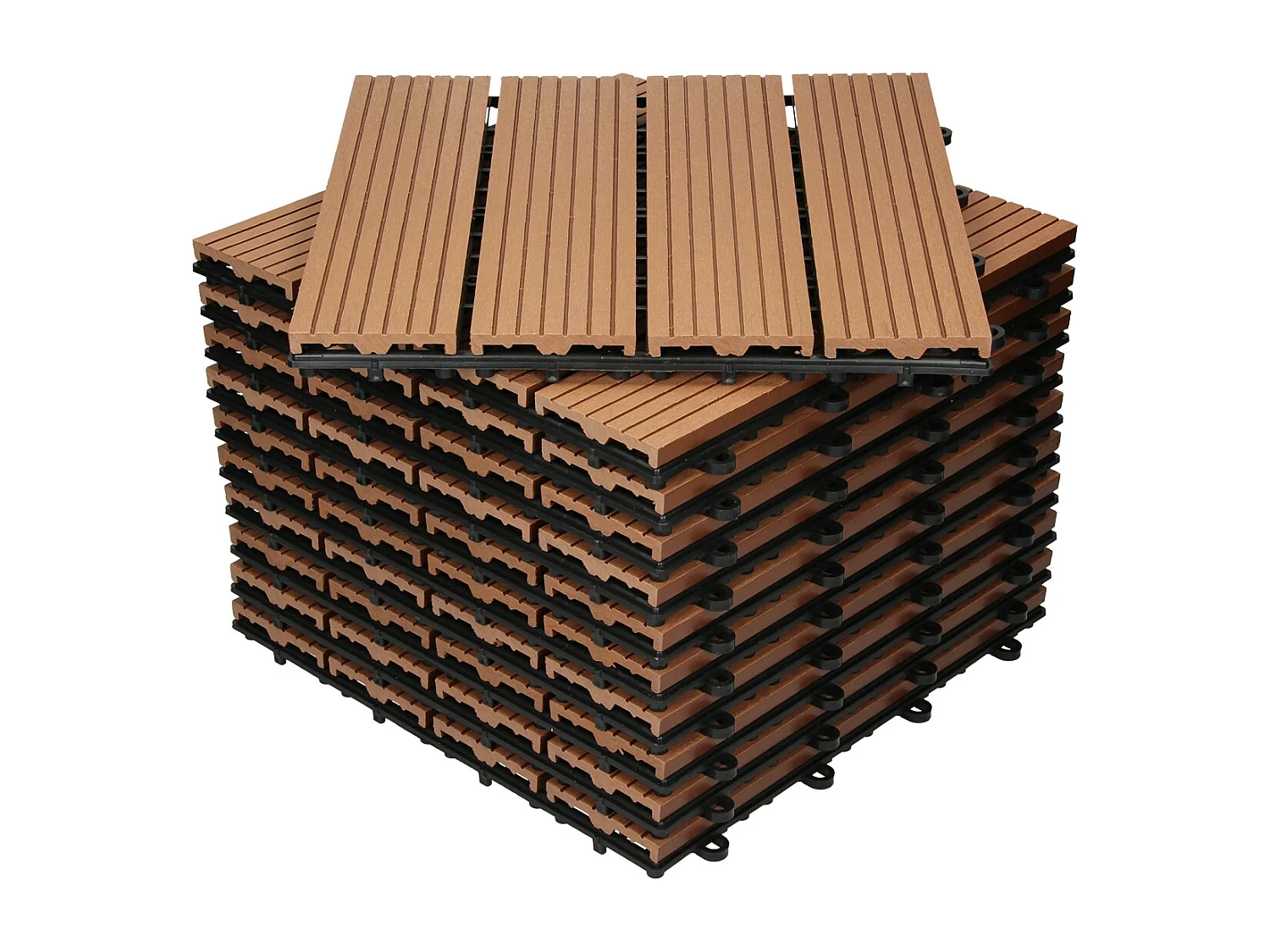 44x Baldosas de exterior de WPC, , 30 x 30 cm, marrón claro, 4 m²