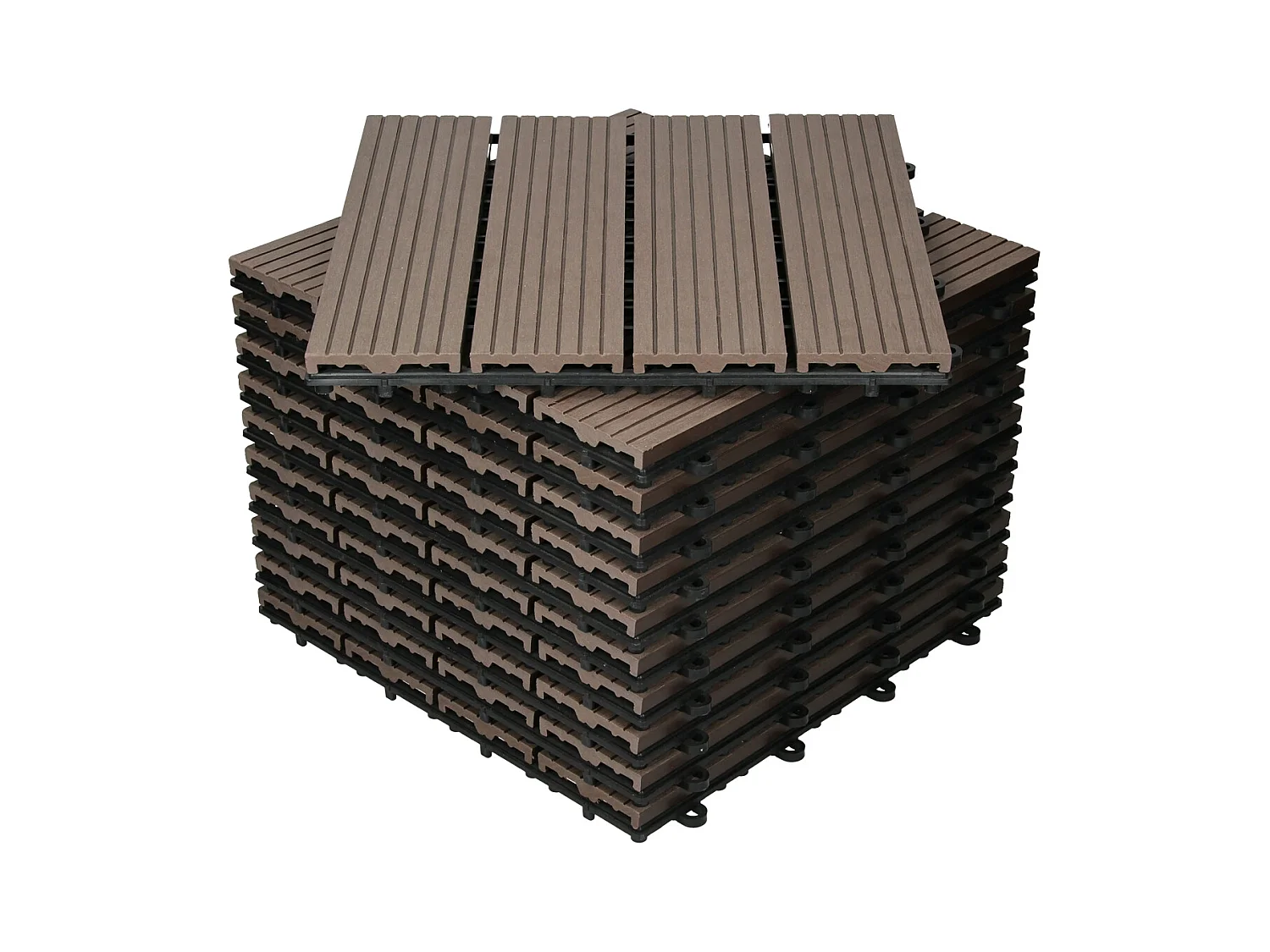 ECD Germany WPC Carreaux 30x30 cm - 44 Pièces par 4m² - avec Aspect Bois - Marron Foncé - Dalles
