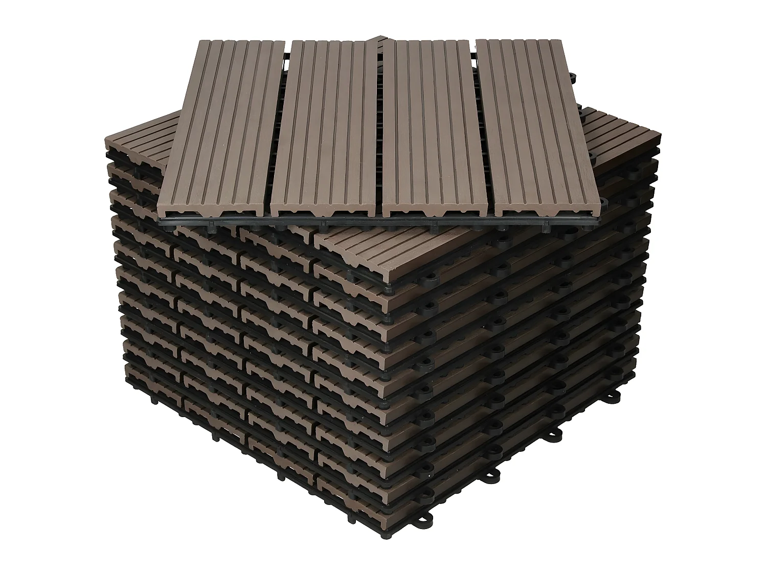 ECD Germany WPC Carreaux 30x30 cm - 55 Pièces par 5m² - avec Aspect Bois - Marron Foncé - Dalles