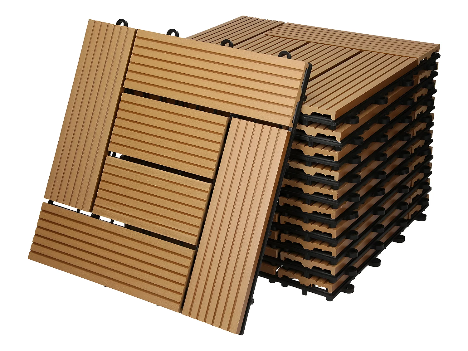 22xWPC baldosas para terraza  mosaico 30x30cm teca 2m²