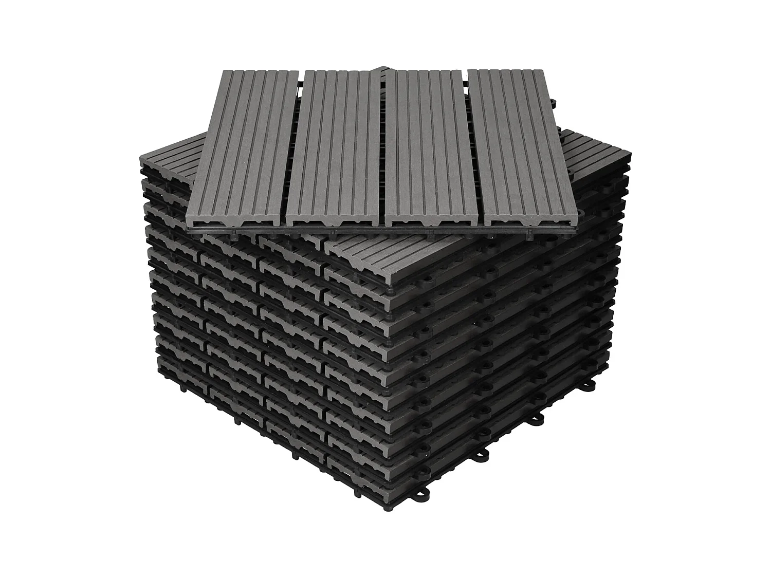ECD Germany Lot de 33 Dalles de Terrase en WPC 30x30cm pour 3m² Anthracite Montage au Système de