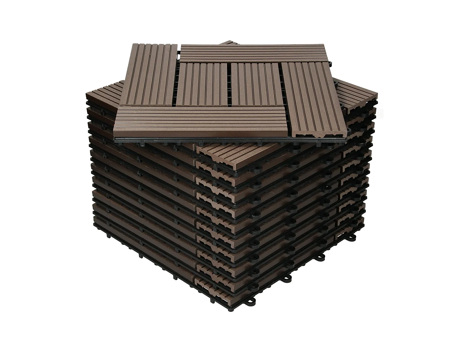 Juego de 44 baldosas de terraza de WPC de madera 30x30cm 4m²