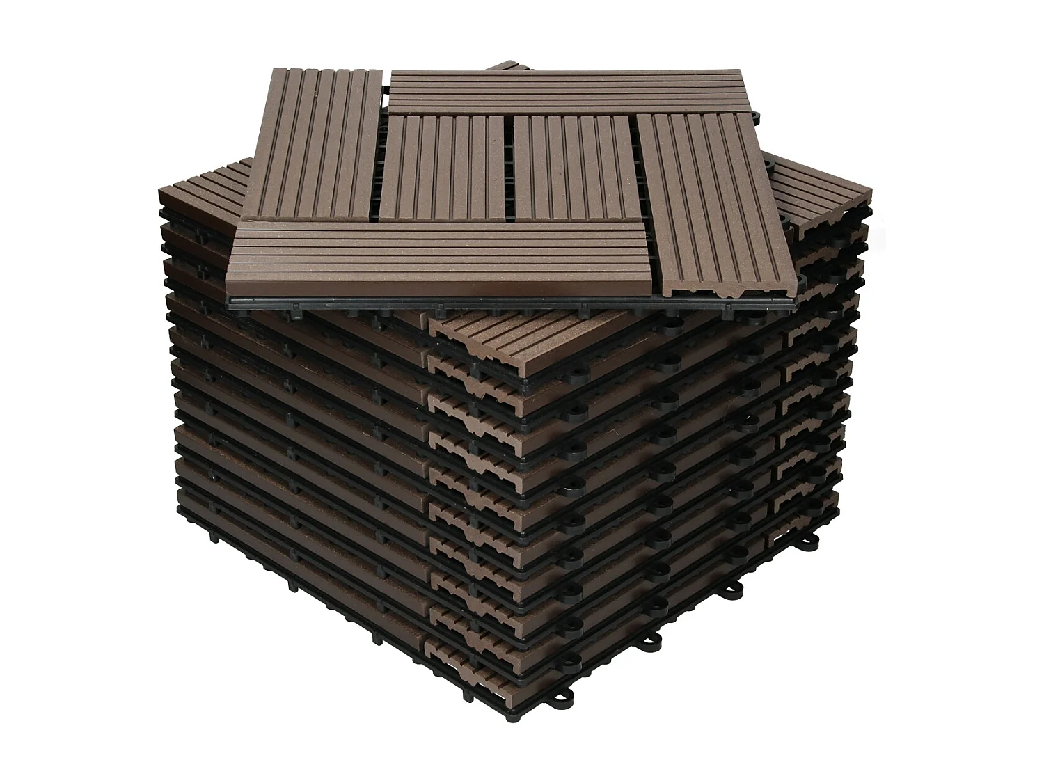 Juego de 44 baldosas de terraza de WPC de madera 30x30cm 4m²