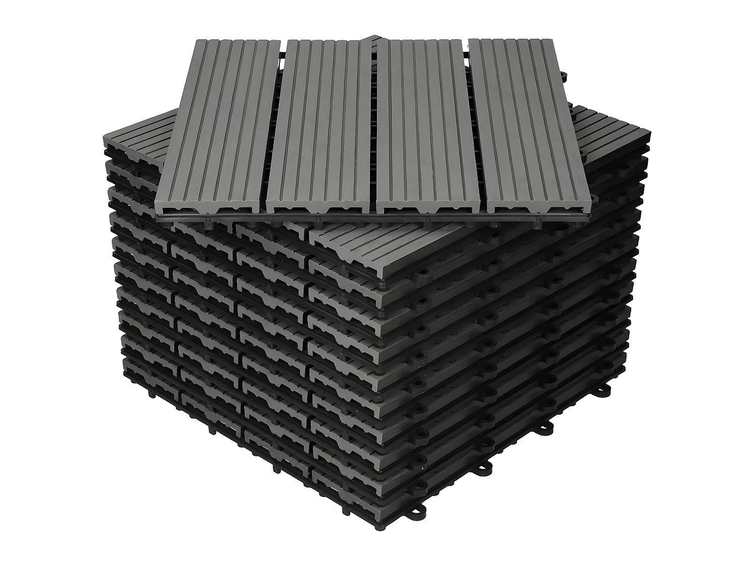 44x Piastrelle per terrazze in WPC, 30 x 30 cm, antracite, 4 m²