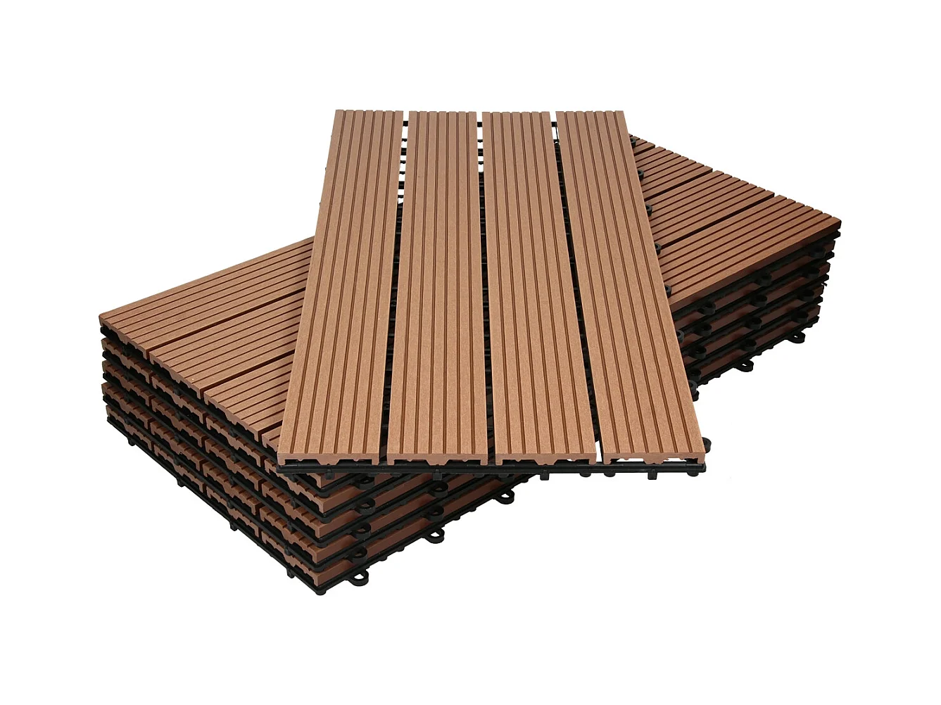 30x Baldosas de exterior de WPC, 60 x 30 cm, marrón claro, 5 m²