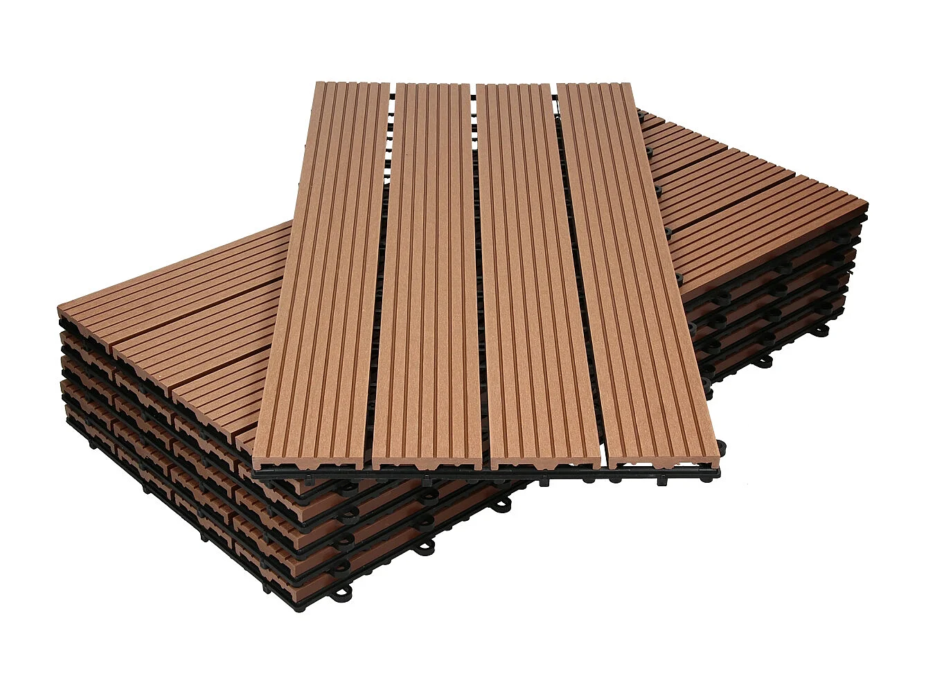 ECD Germany WPC Carreaux 60x30 cm - 30 Pièces par 5m² - avec Aspect de Bois - Marron Clair - Dalles