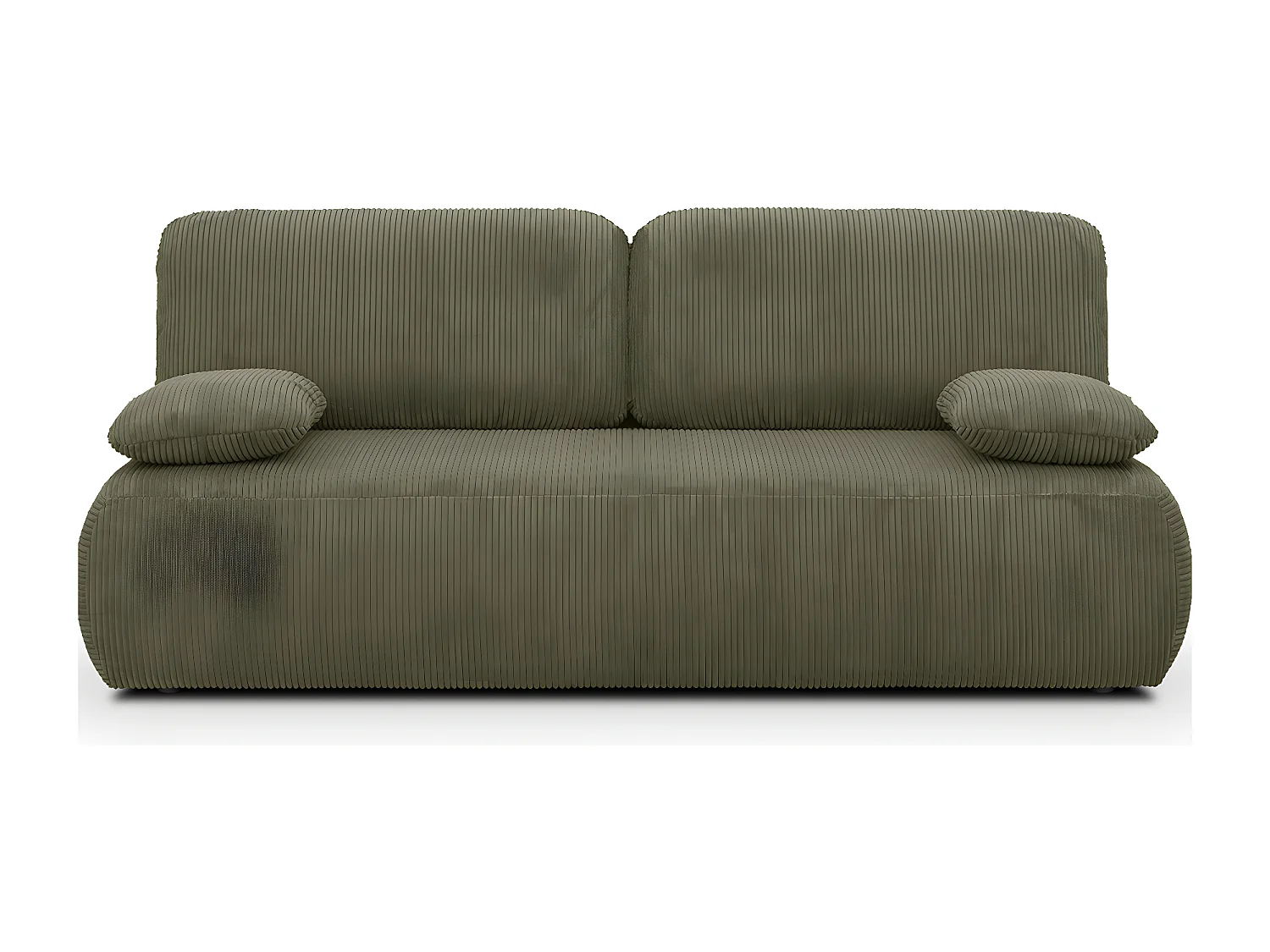 Canapé convertible 3 places avec coffre de rangement en velours côtelé vert kaki - Gemma