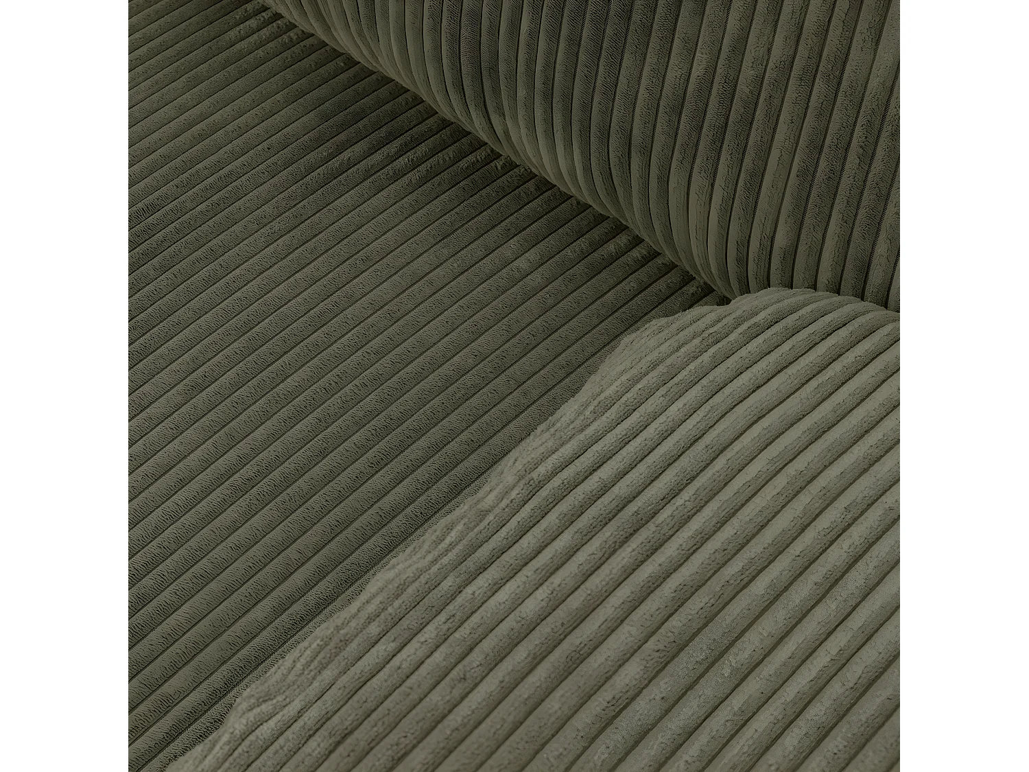 Canapé convertible 3 places avec coffre de rangement en velours côtelé vert kaki - Gemma