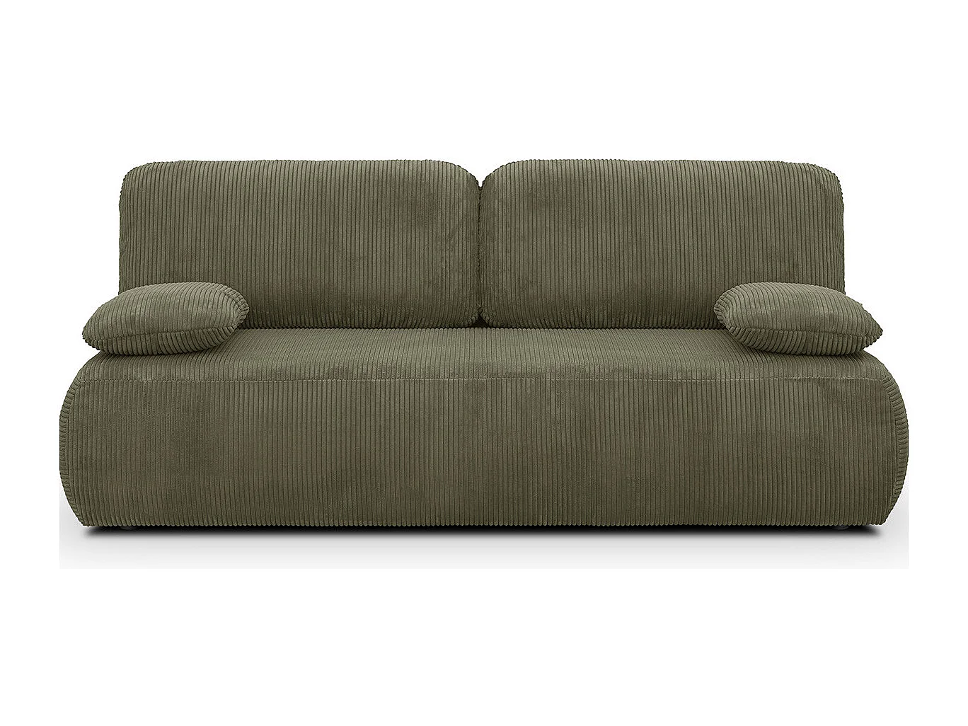 Canapé convertible 3 places avec coffre de rangement en velours côtelé vert kaki - Gemma
