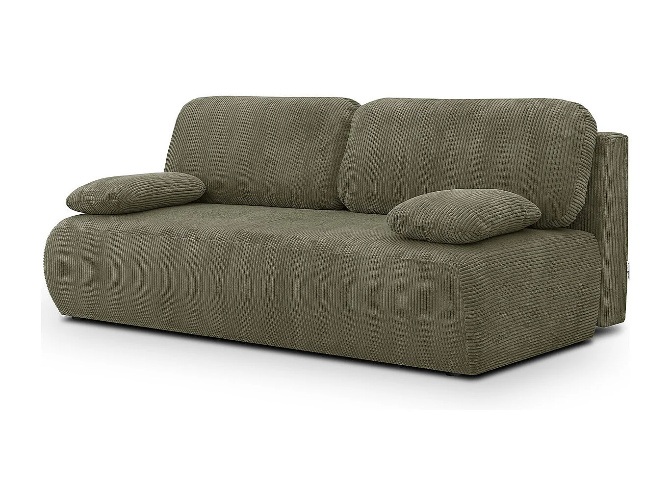 Canapé convertible 3 places avec coffre de rangement en velours côtelé vert kaki - Gemma