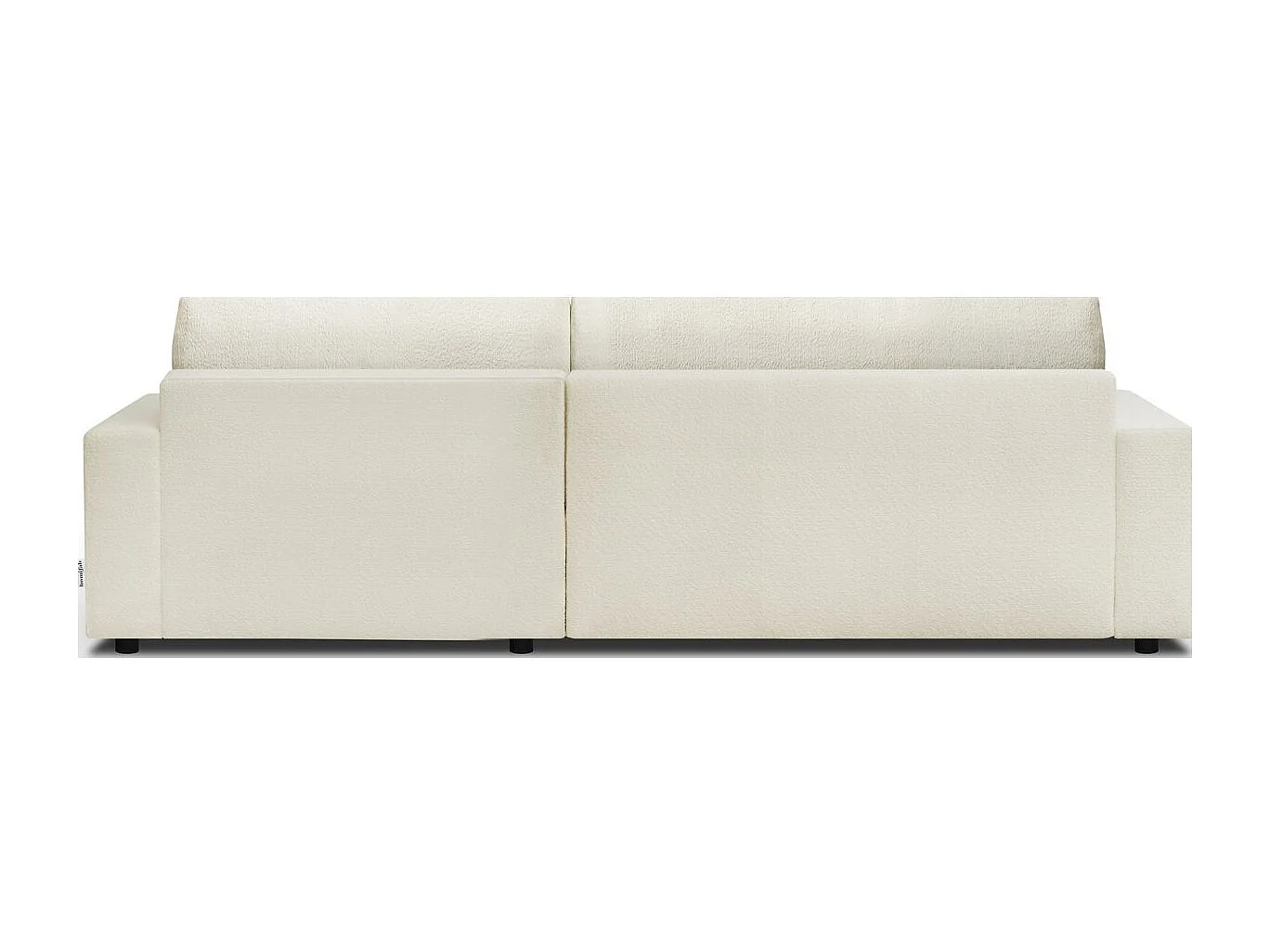 Canapé d'angle à droite convertible 3 places avec coffre en tissu bouclé écru - Arty