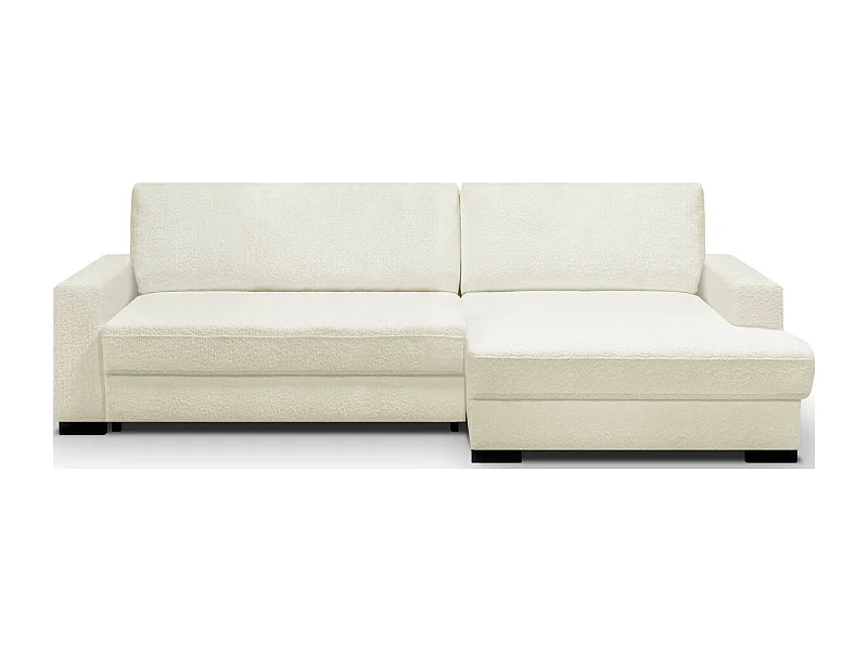Canapé d'angle à droite convertible 3 places avec coffre en tissu bouclé écru - Arty
