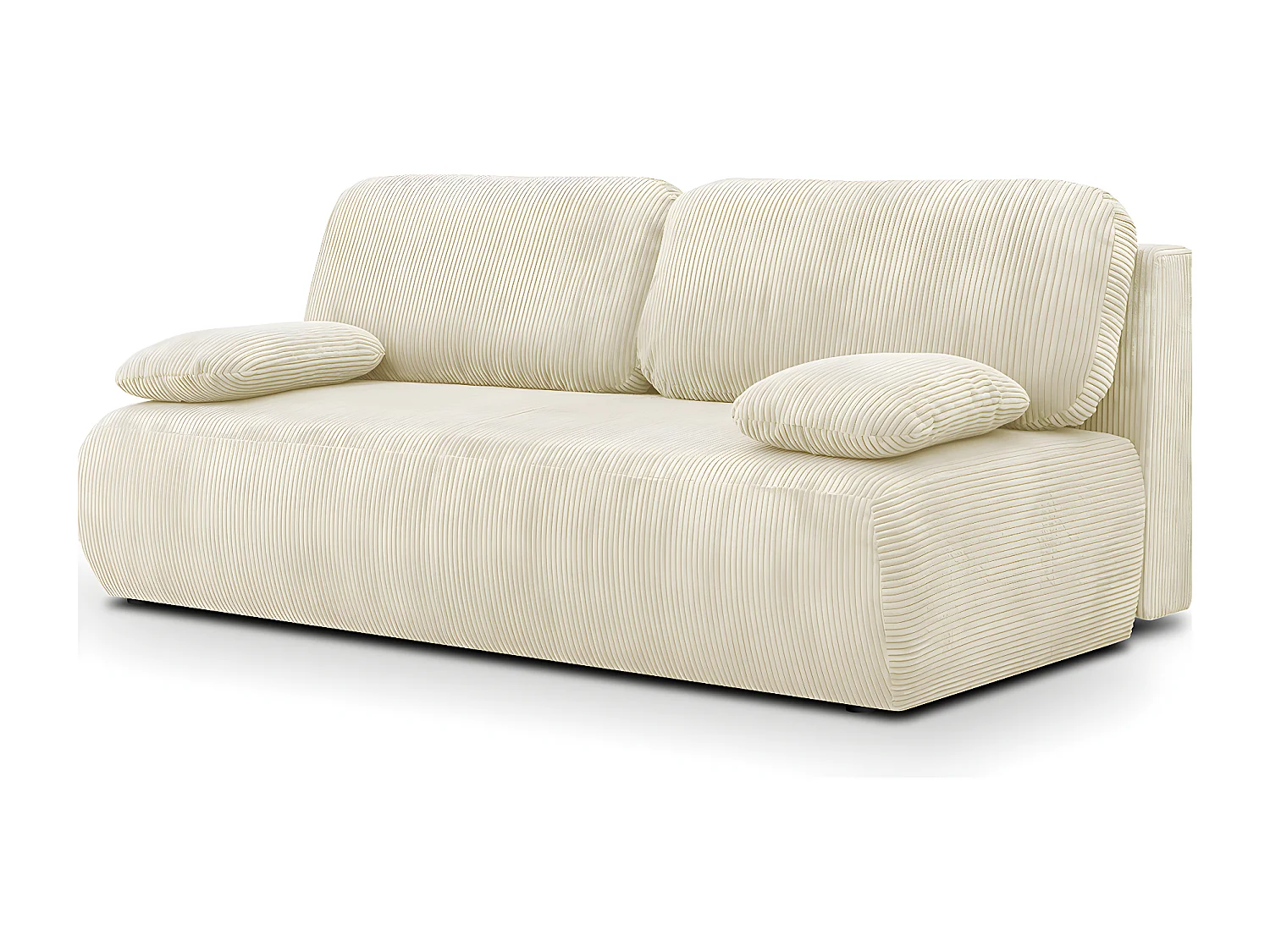 Canapé convertible 3 places avec coffre de rangement en velours côtelé beige - Gemma