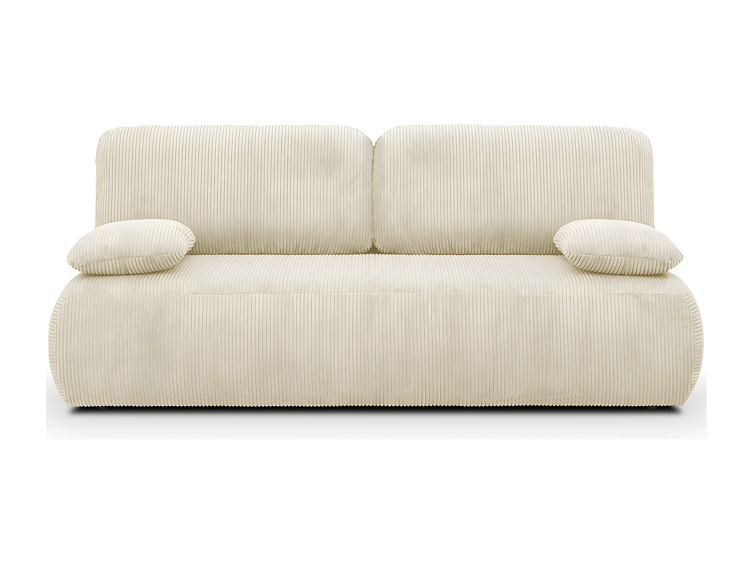 Canapé convertible 3 places avec coffre de rangement en velours côtelé beige - Gemma