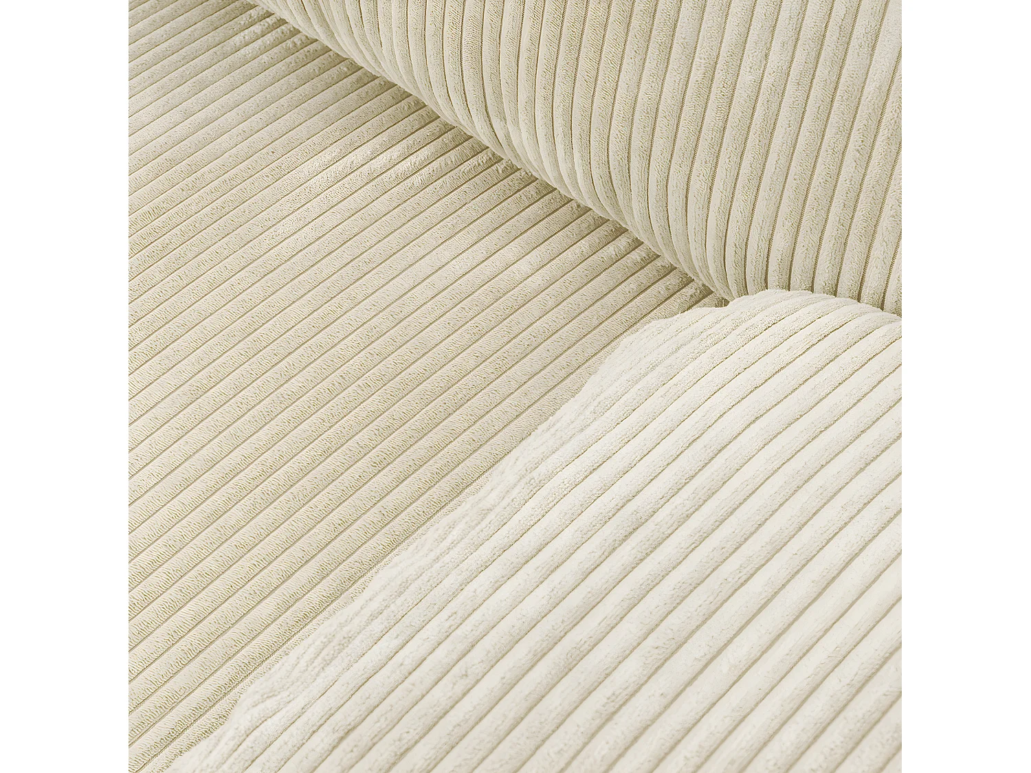 Canapé convertible 3 places avec coffre de rangement en velours côtelé beige - Gemma