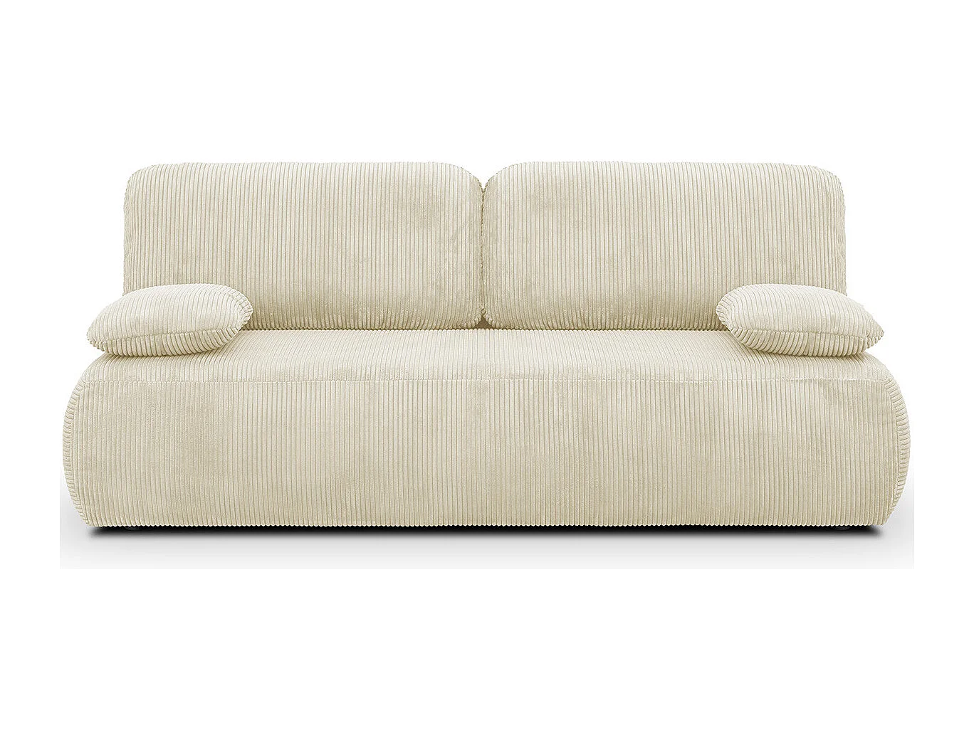 Canapé convertible 3 places avec coffre de rangement en velours côtelé beige - Gemma