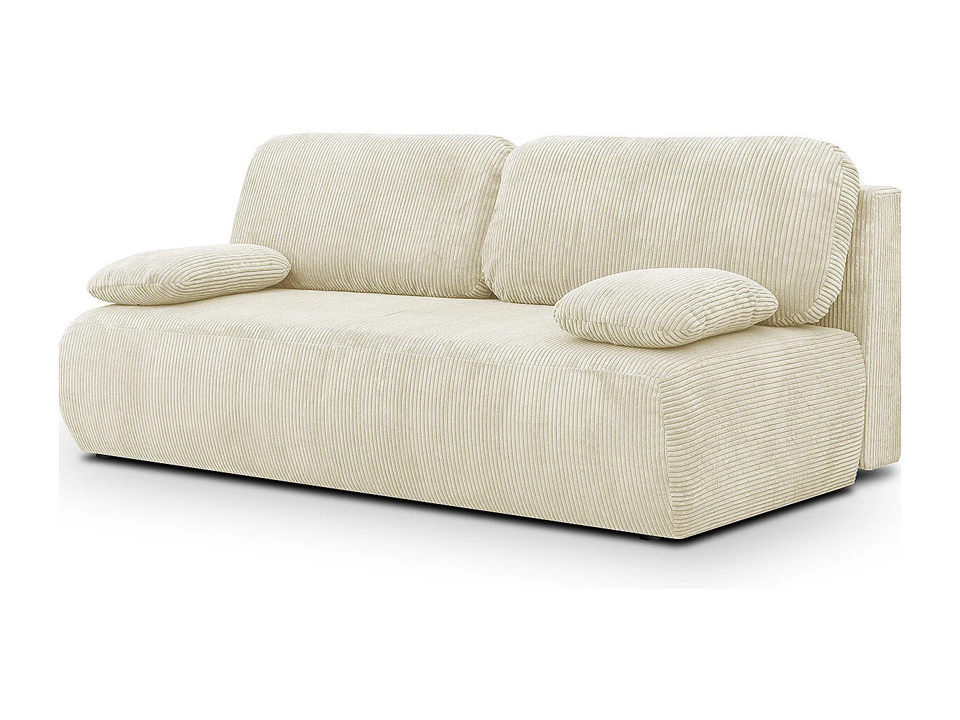 Canapé convertible 3 places avec coffre de rangement en velours côtelé beige - Gemma