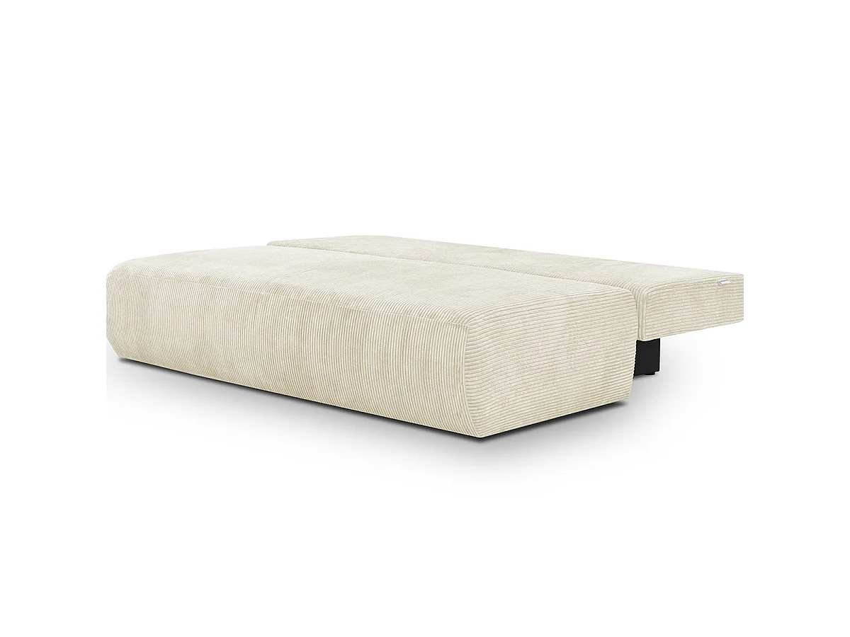 Canapé convertible 3 places avec coffre de rangement en velours côtelé beige - Gemma