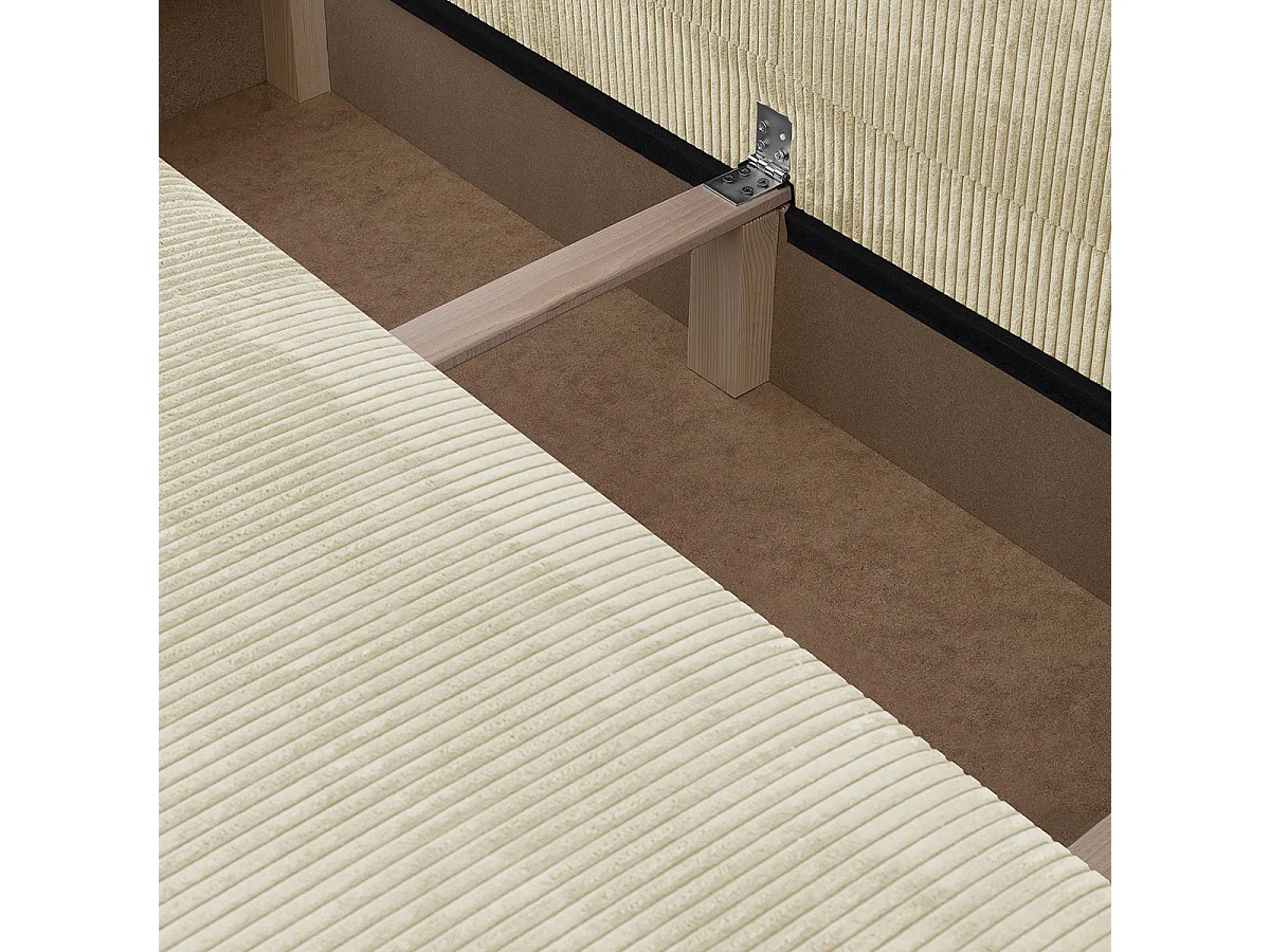 Canapé convertible 3 places avec coffre de rangement en velours côtelé beige - Gemma