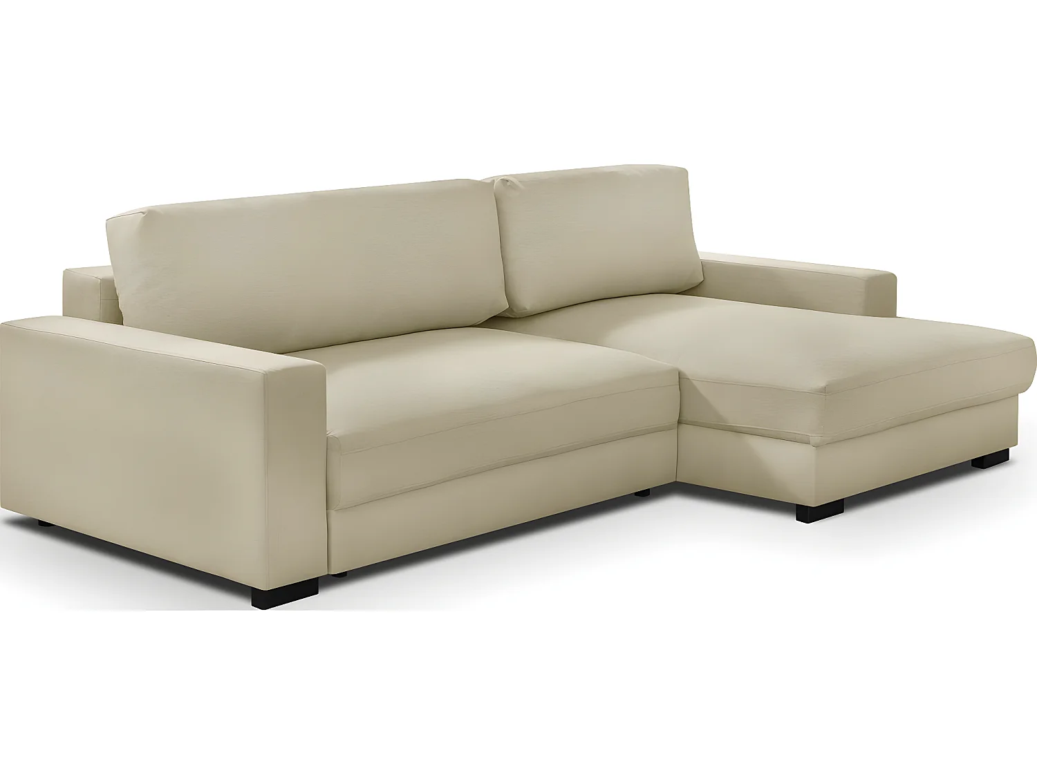 Canapé d'angle à droite convertible 3 places avec coffre en tissu beige - Arty