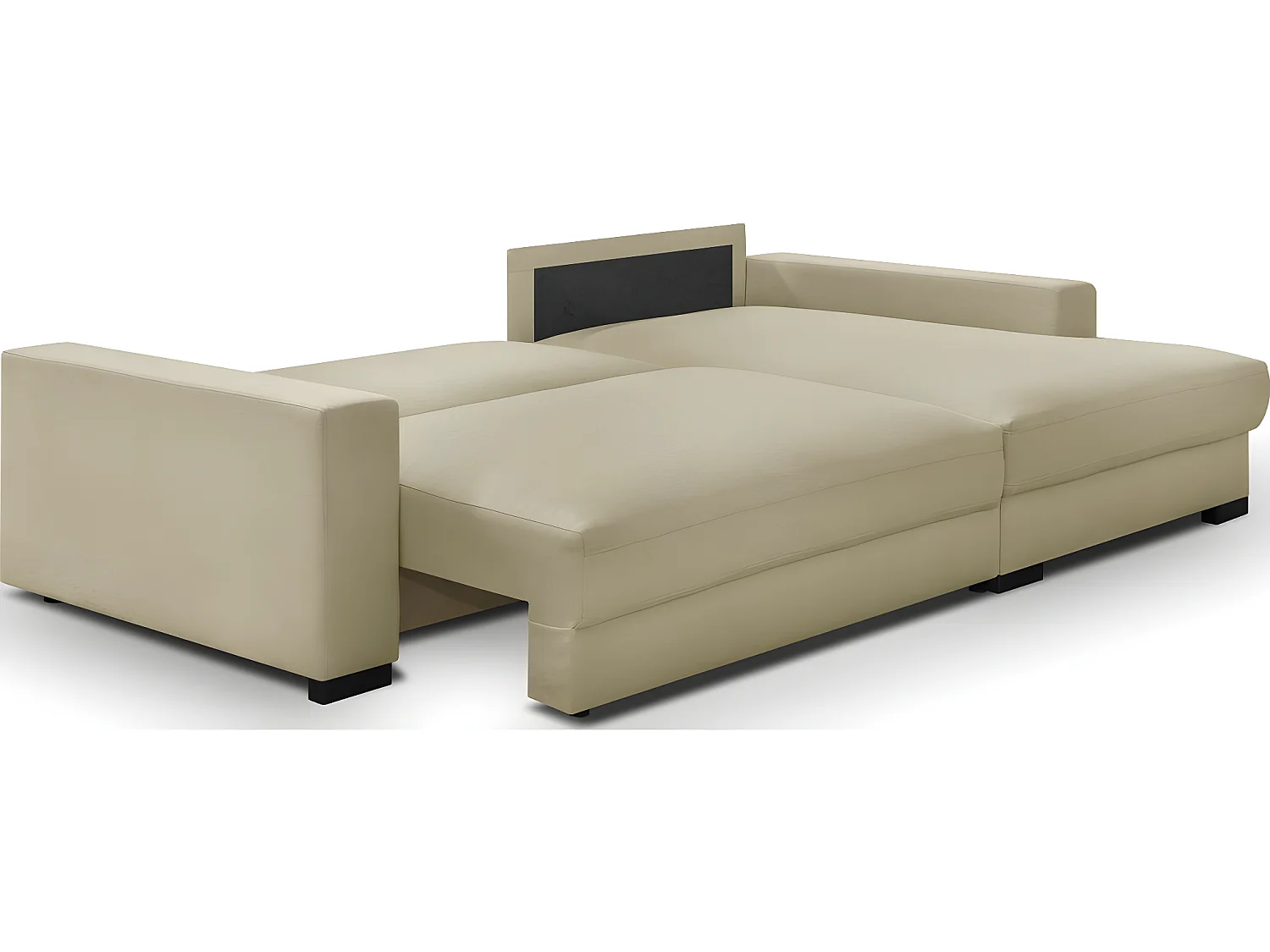 Canapé d'angle à droite convertible 3 places avec coffre en tissu beige - Arty