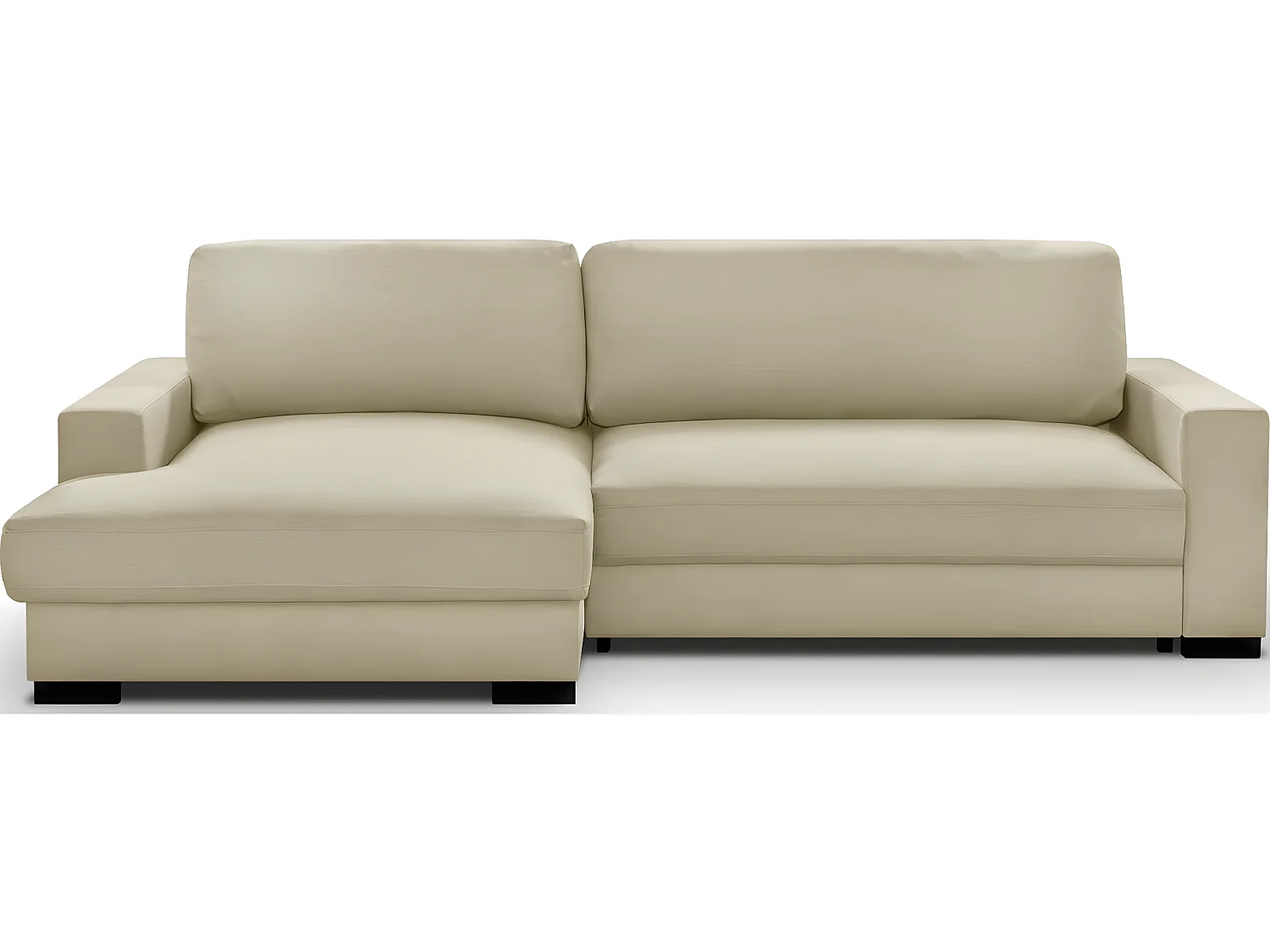 Canapé d'angle à gauche convertible 3 places avec coffre en tissu beige - Arty