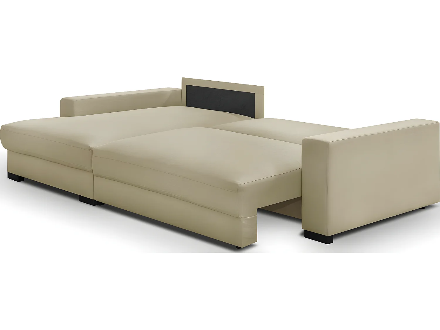 Canapé d'angle à gauche convertible 3 places avec coffre en tissu beige - Arty