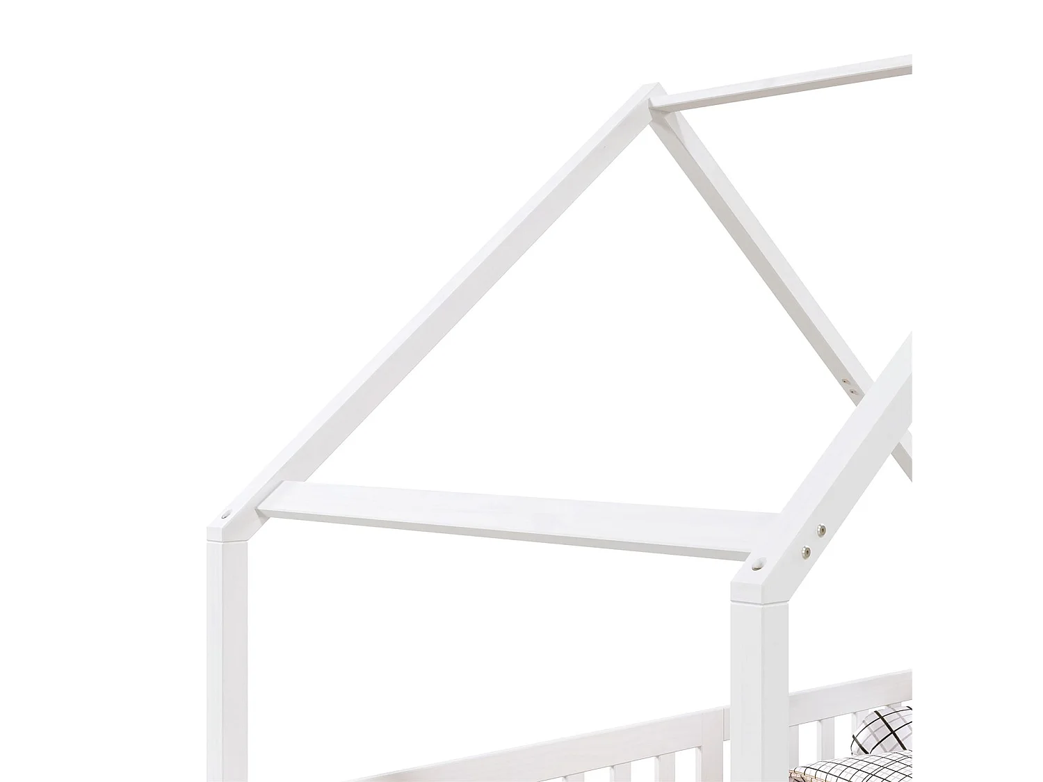 Lit cabane CORA lit enfant simple montessori asymétrique en bois 90 x 190 cm en pin massif lasuré blanc
