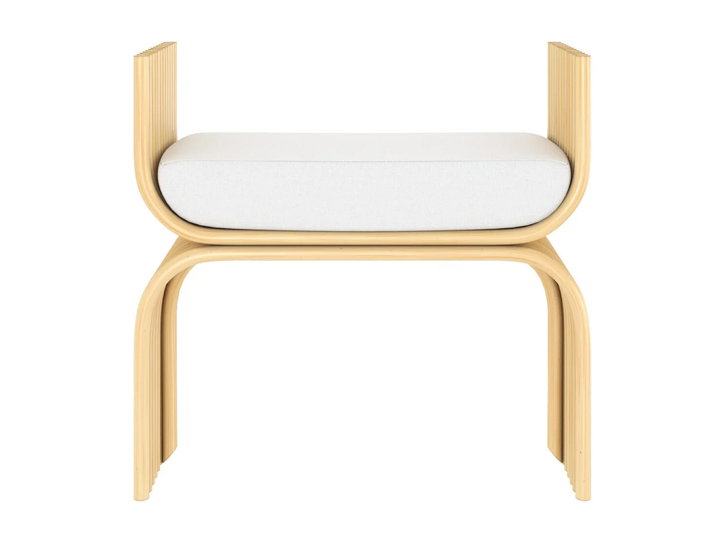 Tabouret en rotin et coussin blanc - Réane